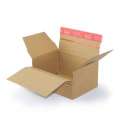 Adjustable cardboard box 22,9 x 16,4 cm with adhesive strip