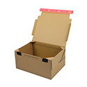 Postal boxes with adhesive strip